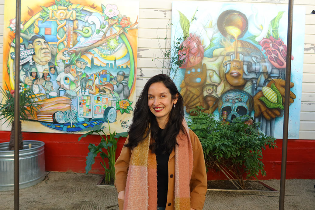 Erika Carlos poses for a photoshoot at Acción Latina headquarters in S.F.'s Mission District.